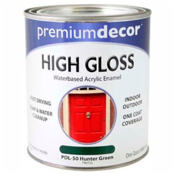 General Paint Premium Dcor Waterborne Acrylic Enamel, Gloss Finish, Hunter Green, Quart - 796725